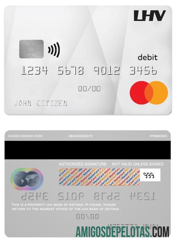 Mastercard de débito bancário LHV da Estônia baixar para verificação